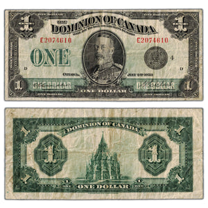 SOLD $1 1923 Dominion of Canada Note Black Seal Series E DC-25o - Fine