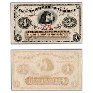 SOLD Argentina Oxandaburu y Garbino 1869 4 Four Reales Remainder Note P #S1781r - UNC