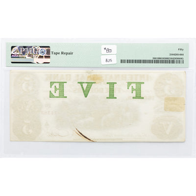 SOLD $5 1858 International Canada Toronto Canada Note #380-10-06-16 - PMG AU-50