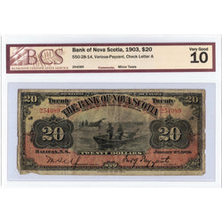 SOLD $20 1903 Bank of Nova Scotia Canada Chartered Note #550-28-14 - BCS VG-10