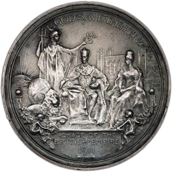 Great Britain 1911 George V Coronation Silver 36mm Medal BHM-4023 Eimer 1921c