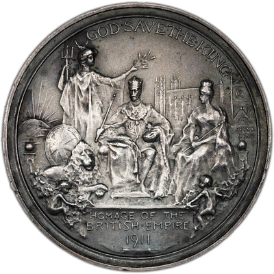 Great Britain 1911 George V Coronation Silver 36mm Medal BHM-4023 Eimer 1921c