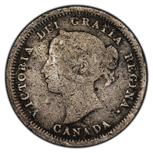 SOLD Canada 1858 Small Date 5 Cents Silver Coin - First Year Of Issue - Damaged