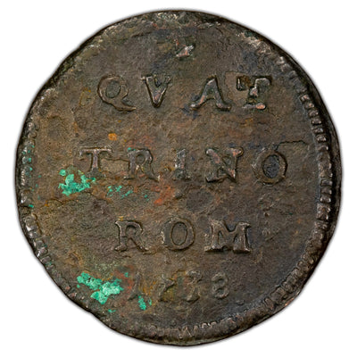 Papal States 1738 One Quattrino Coin  - Pope Clement XII