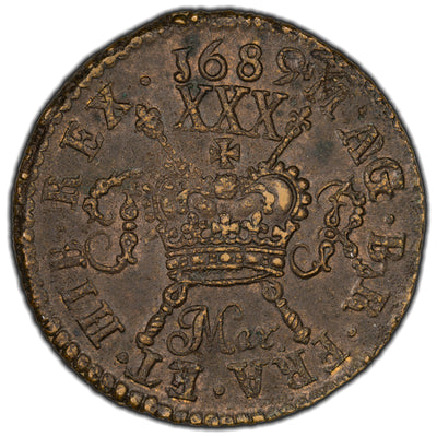 SOLD Ireland 1689 March James II 1/2 Crown Gun Money Coin