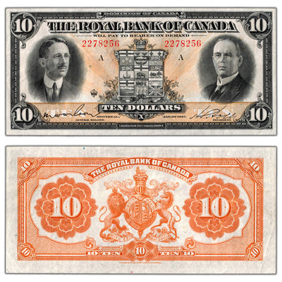 SOLD $10 1927 Royal Bank of Canada Chartered Note #630-14-08 - VF/EF