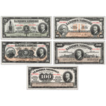 $5-100 1922 La Banque Nationale Canada 5-Note Specimen Set