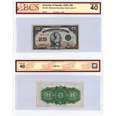 SOLD 25 Cents 1923 Dominion of Canada Shinplaster Note DC-24c - BCS EF-40