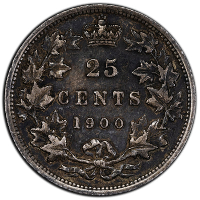 SOLD Canada 1900 25 Cents Quarter Silver Coin - VF/EF