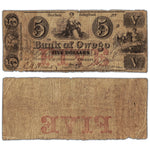 United States 1864 $5 The Bank of Owego Note - Circulated