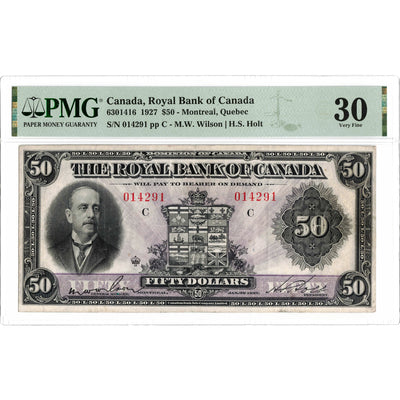 $50 1927 Royal Bank of Canada Chartered Note #630-14-16 - PMG VF-30