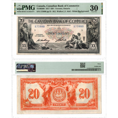 SOLD $20 1917 Canadian Bank of Commerce Canada Charted Note #75-16-02-08 - PMG VF-30