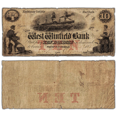 United States 1865 $10 The West Westwinfield Bank Note - Circulated