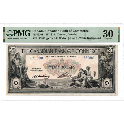 SOLD $20 1917 Canadian Bank of Commerce Canada Charted Note #75-16-02-08 - PMG VF-30
