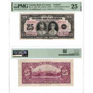 SOLD $25 1935 Bank of Canada Note English Text Commemorative Issue BC-11 - PMG VF-25