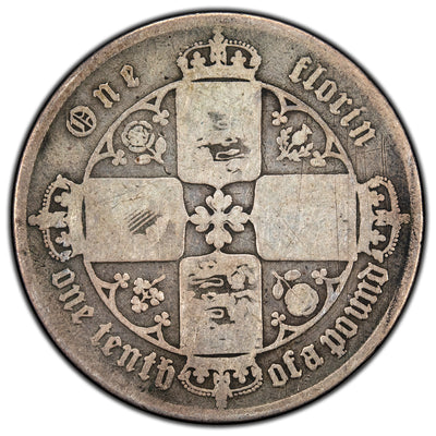 Great Britain 1857 Gothic Florin Silver Coin