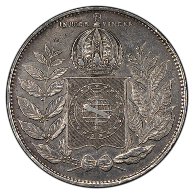 SOLD Brazil 1851 2000 Reis Silver Coin - Cleaned