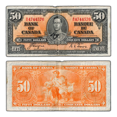 $50 1937 Bank of Canada Note Coyne-Towers B/H Prefix BC-26c - Fine