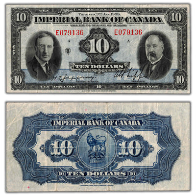 $10 1939 Imperial Bank of Canada Chartered Note CH #375-24-04 - VF