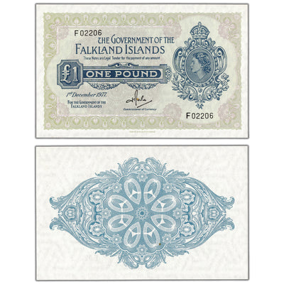 SOLD Falkland Islands 1977 1 One Pound Note P #8c - Choice Uncirculated