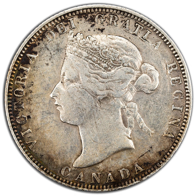 SOLD Canada 1880-H Narrow 0 25 Cents Quarter Silver Coin - Scratches