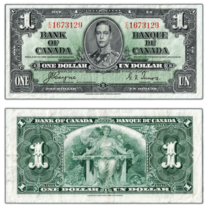 SOLD $1 1937 Bank of Canada Note Coyne-Towers E/N Prefix BC-21d - VF/EF