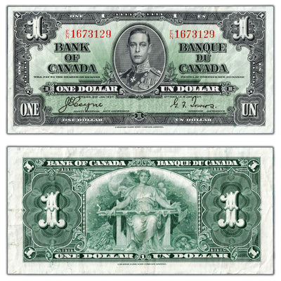 $1 1937 Bank of Canada Note Coyne-Towers E/N Prefix BC-21d - VF/EF