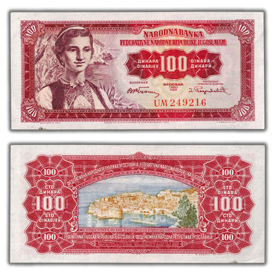 SOLD Yugoslavia 1955 100 Dinara Note P #69