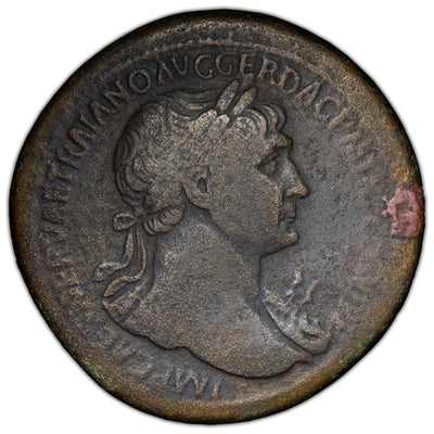 SOLD Ancient Rome AD 112-14 Trajan AE Sestertius Coin RIC #636 24.62g