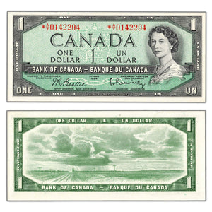 SOLD $1 1954 Bank of Canada Note *A/Y Replacement Prefix BC-37bA - AU/UNC