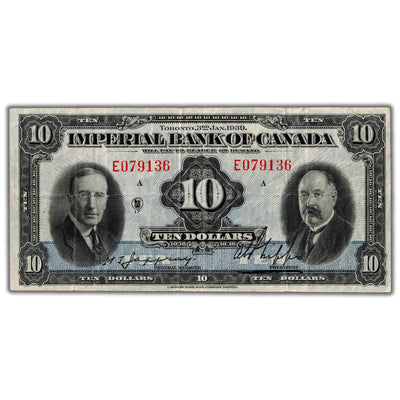 $10 1939 Imperial Bank of Canada Chartered Note CH #375-24-04 - VF