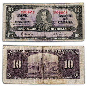 SOLD $10 1937 Bank of Canada Note Gordon-Towers B/D Prefix BC-24b
