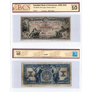 SOLD $10 1935 Canadian Bank of Commerce Canada Chartered Note #75-18-06 - BCS VG-10