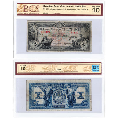 $10 1935 Canadian Bank of Commerce Canada Chartered Note #75-18-08 - BCS VG-10