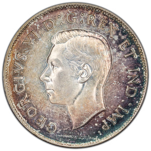 SOLD Canada 1947 Curved 7 50 Cents Half Dollar Silver Coin - VF +