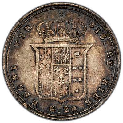 Italian States Naples 1857 20 Grana Silver Coin