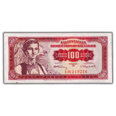 SOLD Yugoslavia 1955 100 Dinara Note P #69