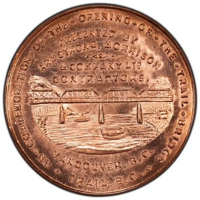 SOLD Canada British Columbia 1912 Opening of the Trail Bridge Commemorative Medal 37mm