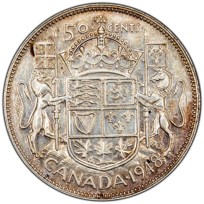 SOLD Canada 1948 50 Cents Half Dollar Silver Coin - VF-30