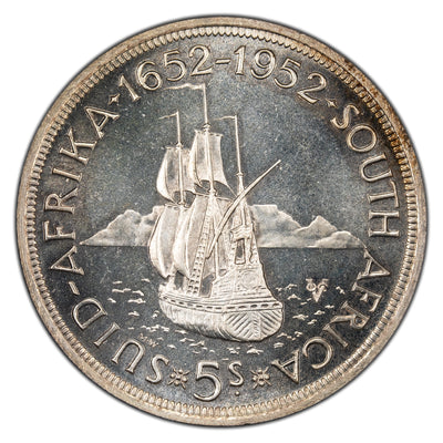 South Africa 1952 5 Shillings Proof-Like Silver Coin - Gem Surfaces w/ Cameo
