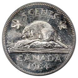 Canada 1964 Extra Waterline 5c Five Cents Nickel Coin - Uncirculated +