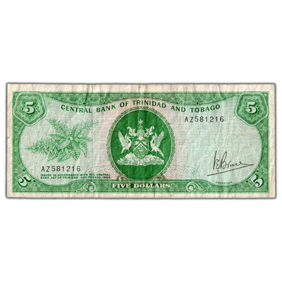 SOLD Trinidad & Tobago 1977 $5 Five Dollars Note P #31a - Circulated