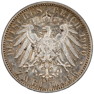 Germany Saxony-Albertine 1906-E 2 Mark Silver Coin KM #1263