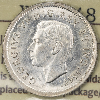 Canada 1938 10 Cents Dime Silver Coin - ICCS MS-60