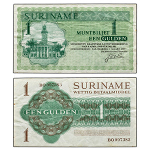 SOLD Suriname 1965 1 One Gulden Note P #116a