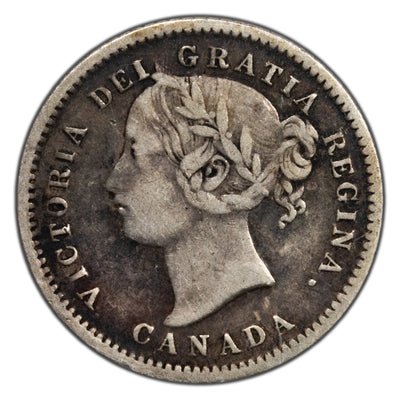 Canada 1875-H 10 Cents Dime Silver Coin - ICCS VF-20