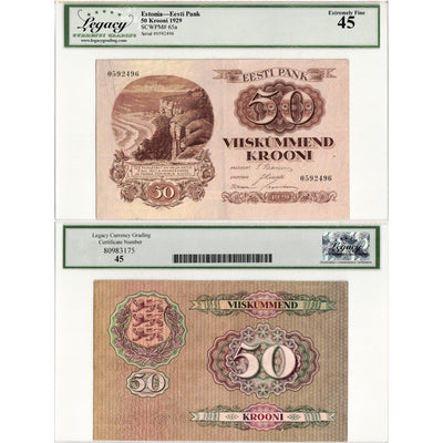 Estonia 1929 50 Fifty Krooni Note P #65a - Legacy EF-45