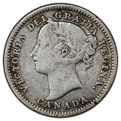 SOLD Canada 1885 10 Cents Dime Silver Coin - Fine (scratches)