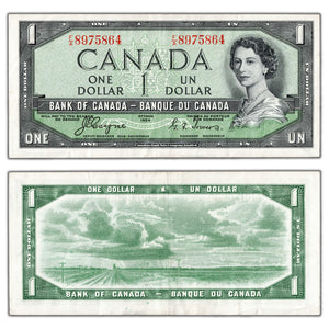 SOLD $1 1954 Bank of Canada Note Devil Face F/A Prefix BC-29a - About EF