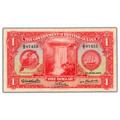 SOLD British Guiana 1937 $1 One Dollar Note P #12a - VF